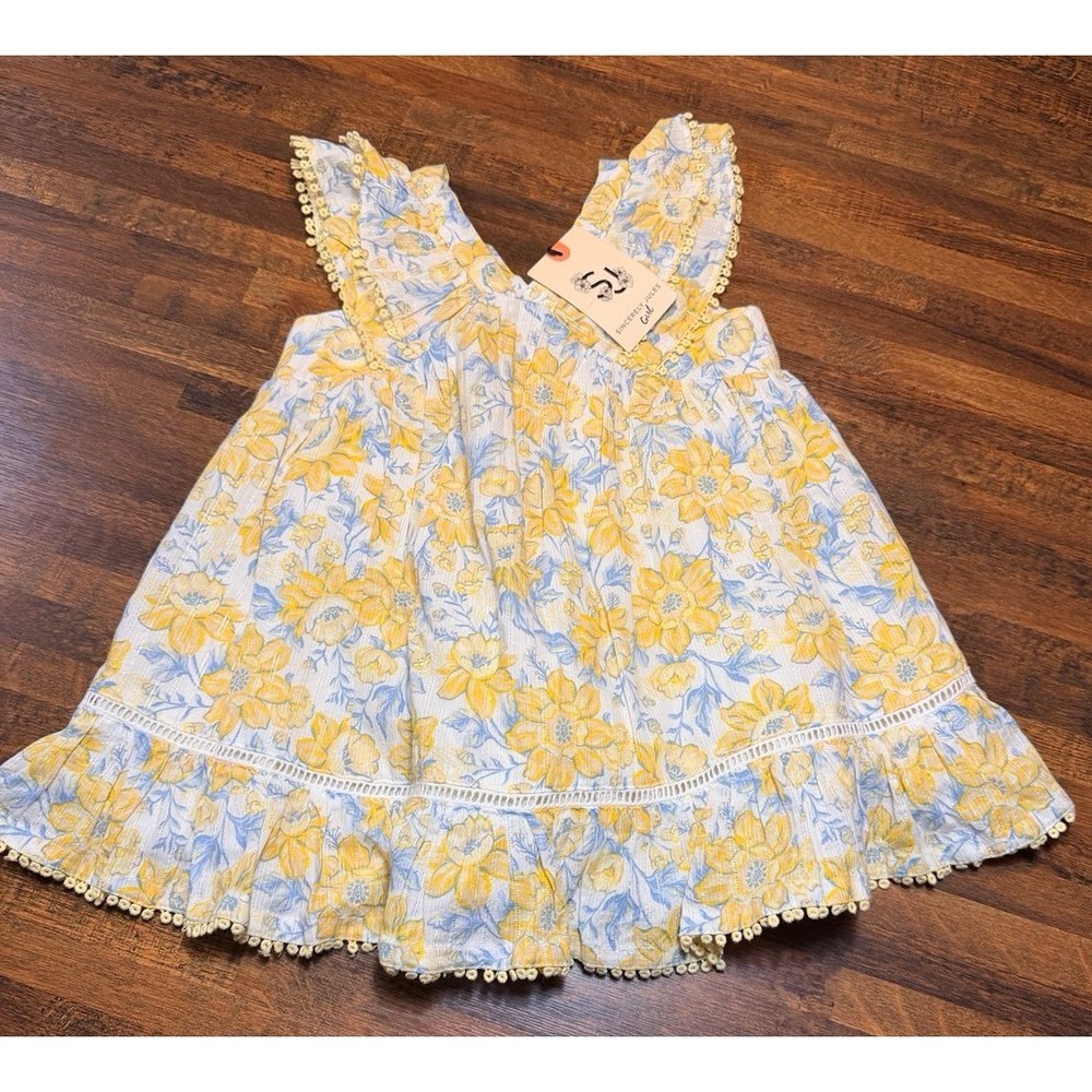 NWT Sincerely Jules flowered sleeveless dress size 18 months.  Layered shoulder